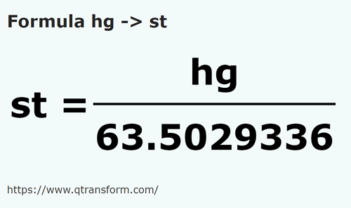 formula гектограмм в камней - hg в st