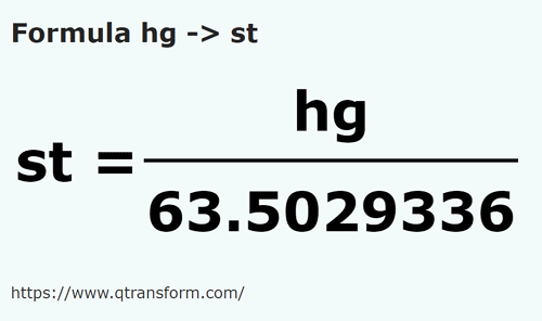 formulu Hektogram ila Taş - hg ila st