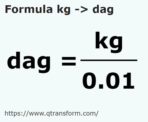 formula Kilogramos a Decagramos - kg a dag