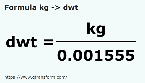 formula Kilogramy na Pennyweight - kg na dwt