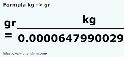 formula Kilograms to Grains - kg to gr