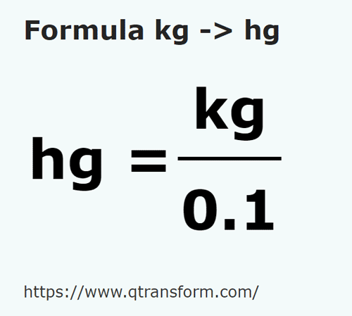 formule Kilogrammes en Hectogrammes - kg en hg