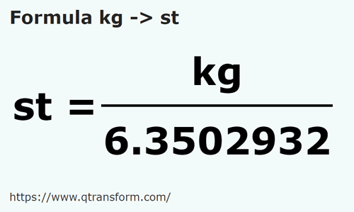 formule Kilogram naar Stenen - kg naar st