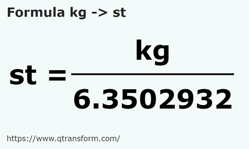 formula Kilogramy na Kamień - kg na st