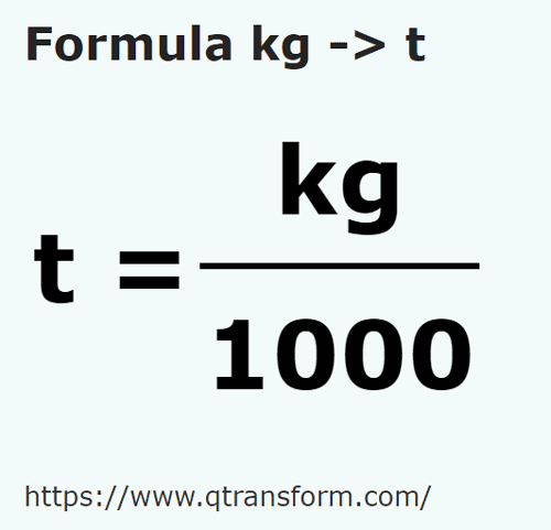 formula килограмм в тонна - kg в t