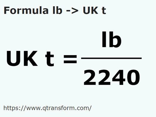 formula Libras (masa) a Toneladas largas - lb a UK t