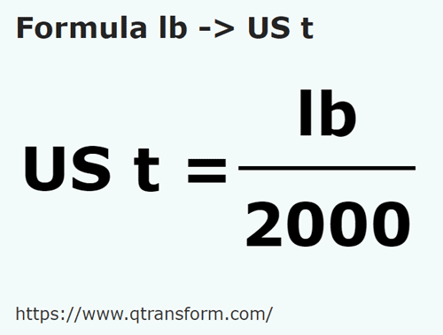formula Libras (masa) a Tonelada corta - lb a US t