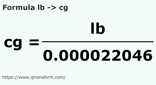 formula Libras em Centigramas - lb em cg
