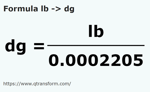 umrechnungsformel Pfund in Dezigramm - lb in dg