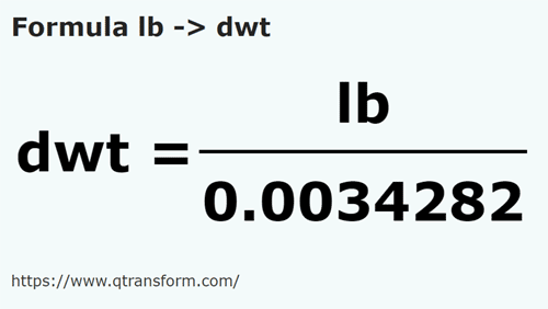 formula Libras (masa) a Pennyweights - lb a dwt
