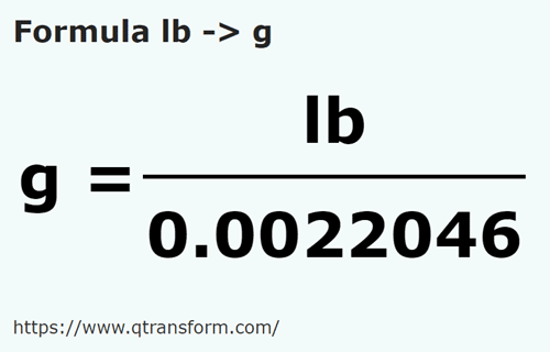 formula Libras em Gramas - lb em g