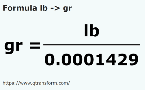 formula Pounds to Grains - lb to gr