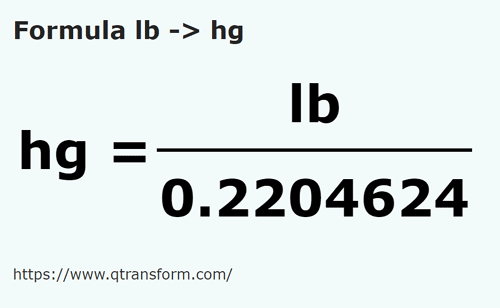 formula метрическая система в гектограмм - lb в hg