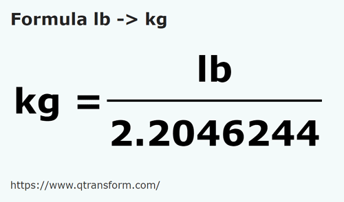 formula Libras em Quilogramas - lb em kg