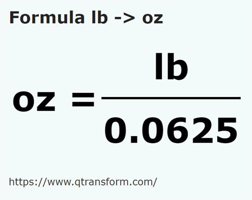 formula Libras em Onças - lb em oz