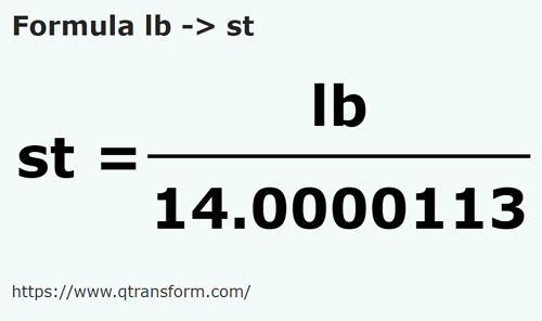 formula Libras (masa) a Stones - lb a st