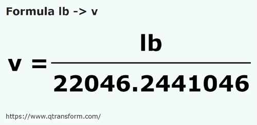 formula Libbra in Carri - lb in v