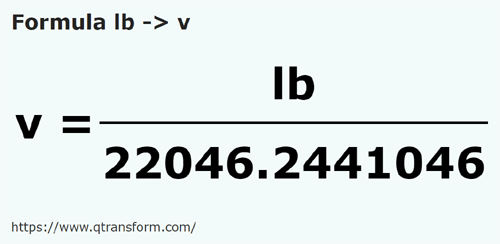 formulu Ingiliz sterlini ila Vagon - lb ila v