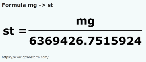 formula Milligrams to Stones - mg to st