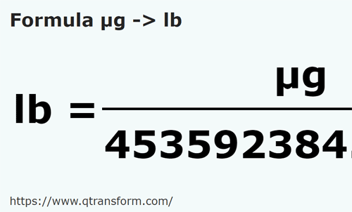 formula Micrograme in Pounds - µg in lb