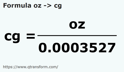 formule Onces en Centigrammes - oz en cg