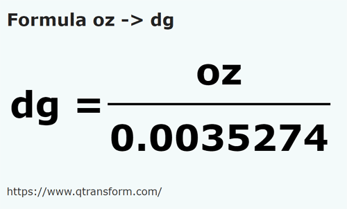 formula Uncja na Decygramy - oz na dg