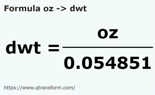 formula Унция в пеннивейты - oz в dwt