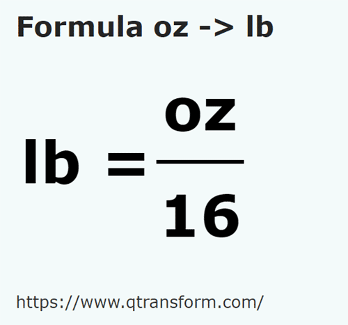 formula Унция в метрическая система - oz в lb
