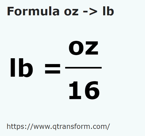 formula Onças em Libras - oz em lb