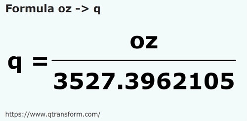 formule Ounce naar Quintal - oz naar q