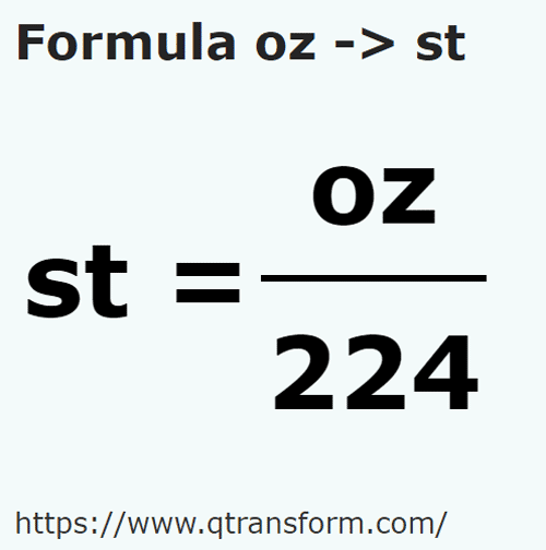 formula Унция в камней - oz в st