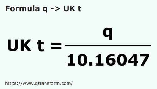formula Kwintale na Długa tona - q na UK t