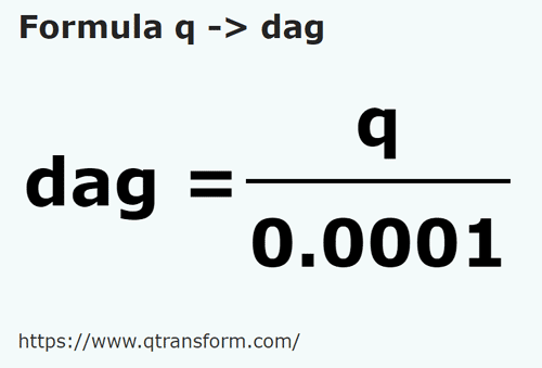 formula Kuintal kepada Dekagram - q kepada dag