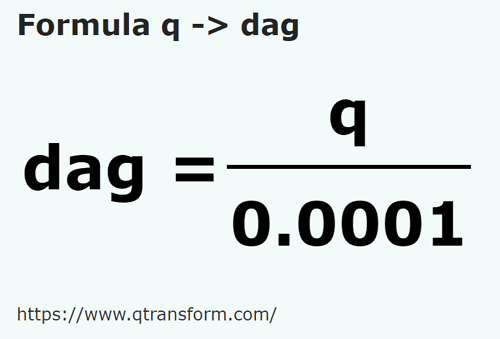 umrechnungsformel Zentner in Dekagramme - q in dag