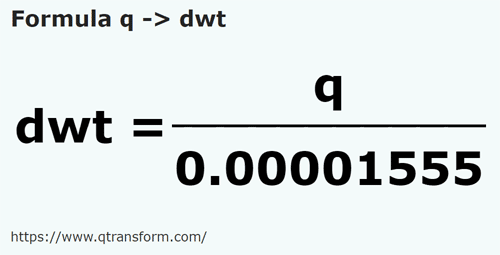 formula Quintales a Pennyweights - q a dwt