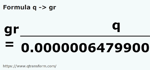 formula Kuintal kepada Biji - q kepada gr