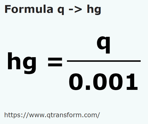 formula Quintale in Hectogrammi - q in hg