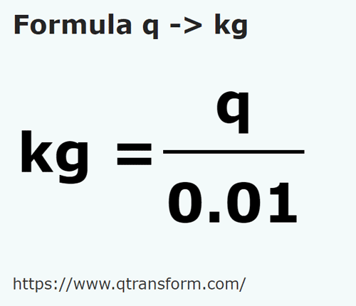 formula Kuintal kepada Kilogram - q kepada kg