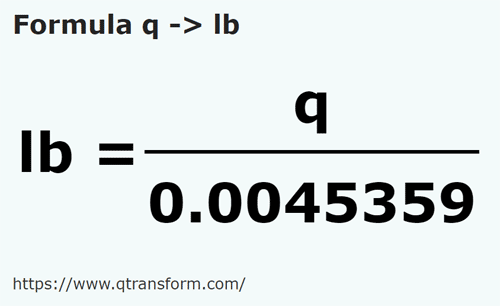 formula Kwintale na Funt - q na lb