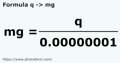 formule Quintals en Milligrammes - q en mg