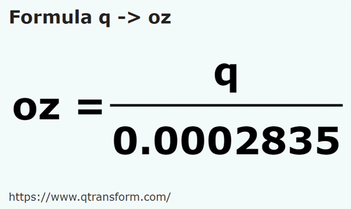 formula центнер в Унция - q в oz