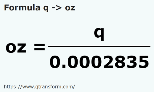 formula Quintales a Onza - q a oz