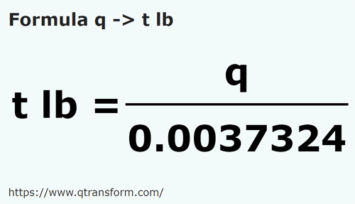 formula центнер в фунт тройской - q в t lb