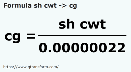 formula Quintals curtos em Centigramas - sh cwt em cg