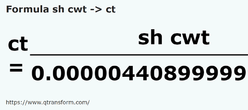 formula центнер короткий в карат - sh cwt в ct