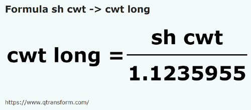 formulu Kisa quintal ila Uzun quintal - sh cwt ila cwt long