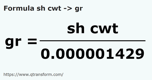 formule Korte kwintaal naar Granen - sh cwt naar gr