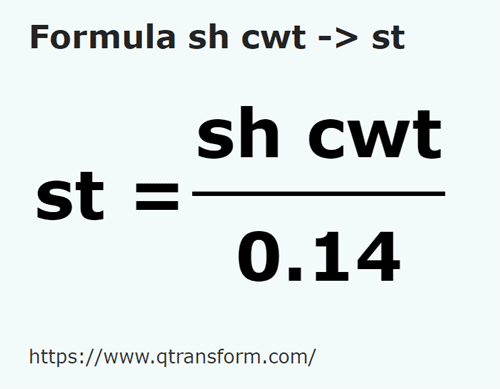 formule Korte kwintaal naar Stenen - sh cwt naar st