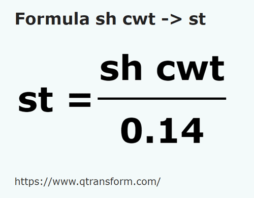 formula Quintale piccoli in Pietre - sh cwt in st