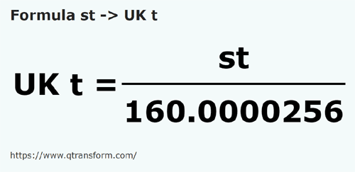 formula камней в длинная тонна (Великобритания) - st в UK t